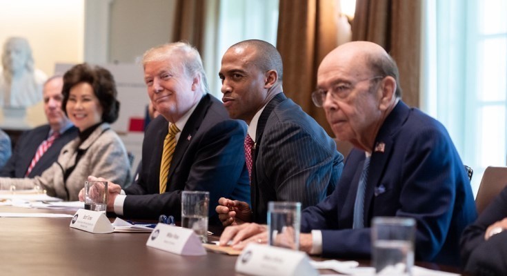 President Trump with WHORC Executive Director Scott Turner and Commerce Secretary Wilbur Ross